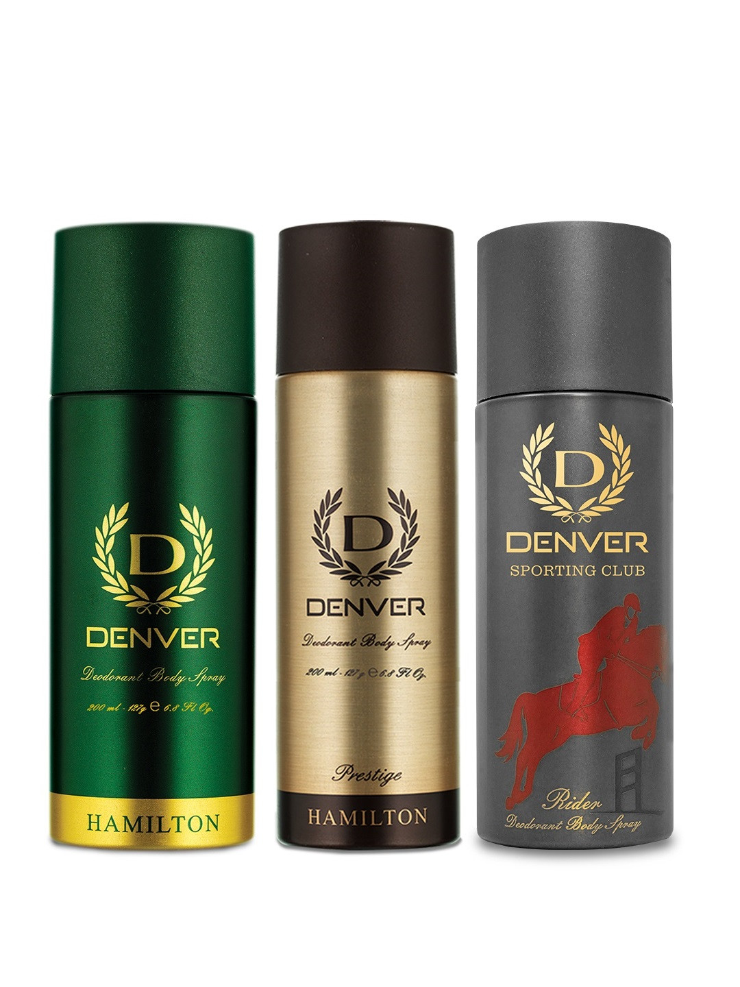 Denver Men Set of 3 Deodorant Sprays - Hamilton + Prestige + Rider - 200ml Each