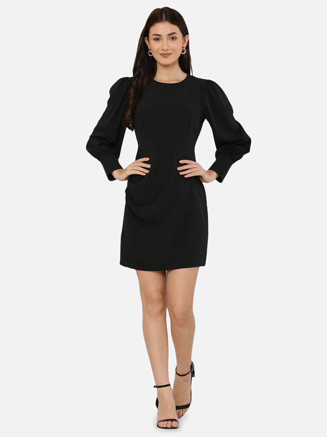 RAASSIO Black Crepe Sheath Dress