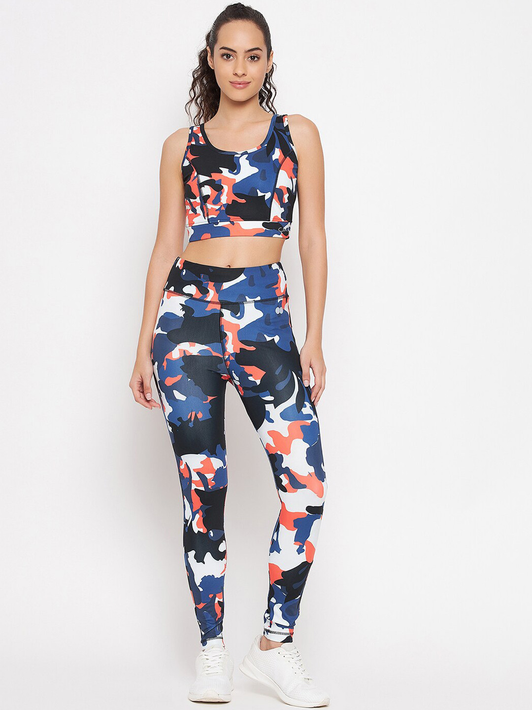 Clovia Women Blue & Black High-Rise Tracksuits