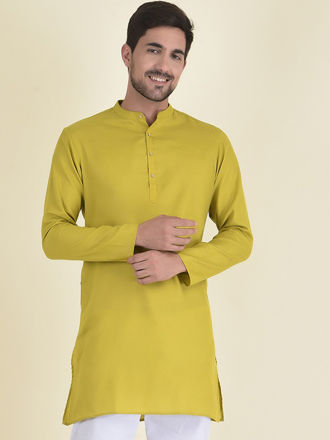 DEYANN Men Green Thread Work Kurta