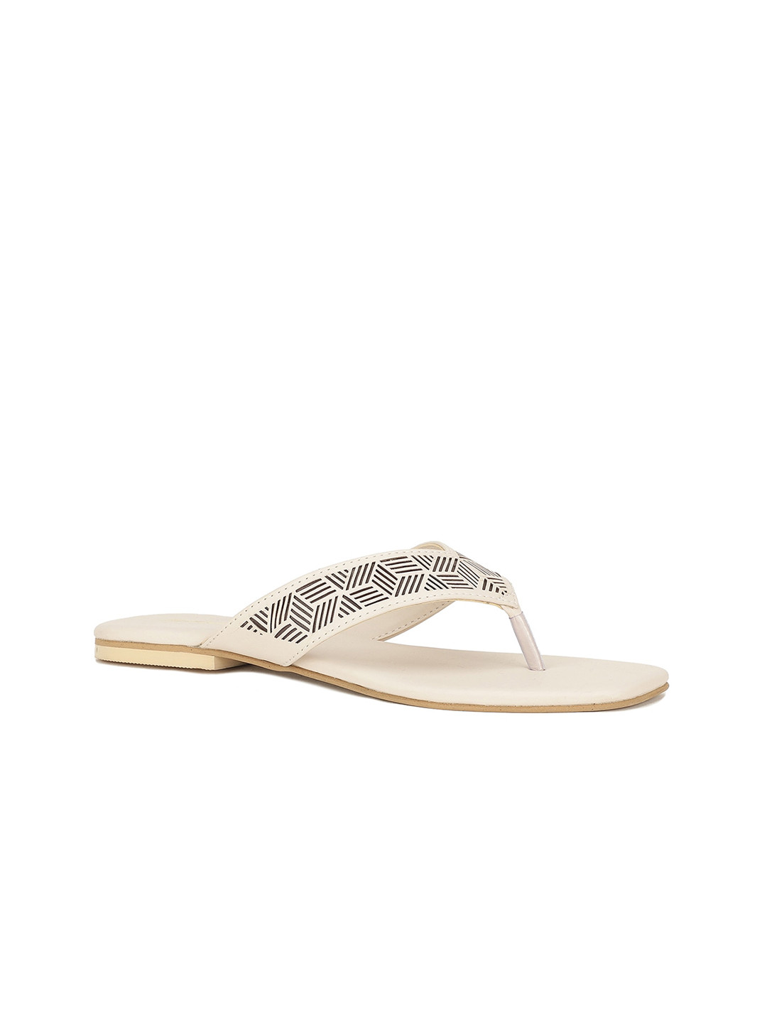 Bata Women Off White Laser Cuts Flats