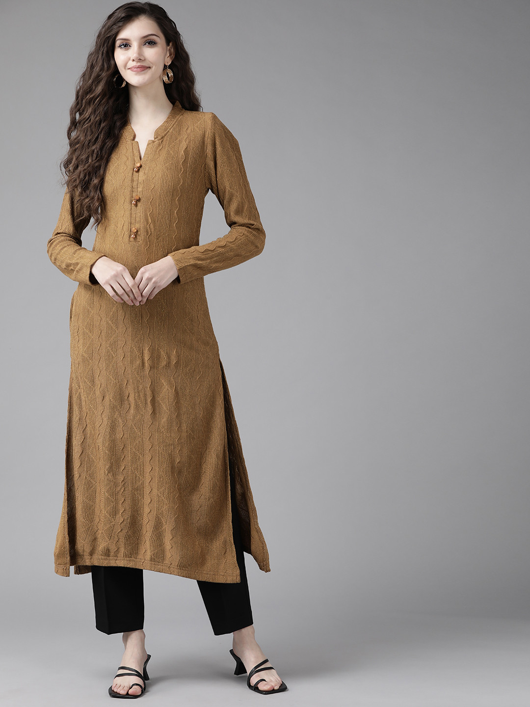 Cayman Women Camel Brown Woollen Kurta