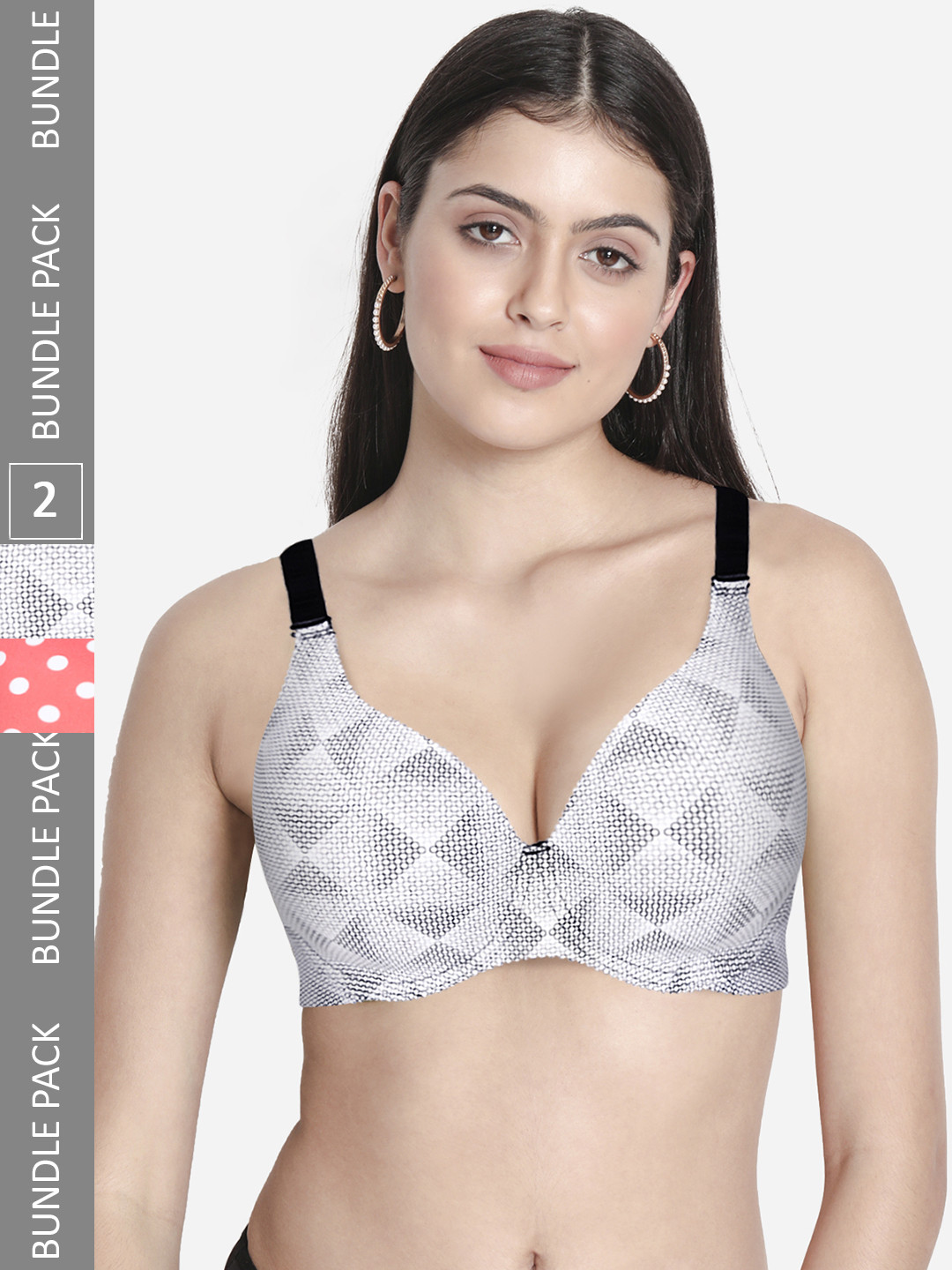 shyaway Pack Of 2 Black & Pink Printed Underwired Lightly Padded T-shirt Bra