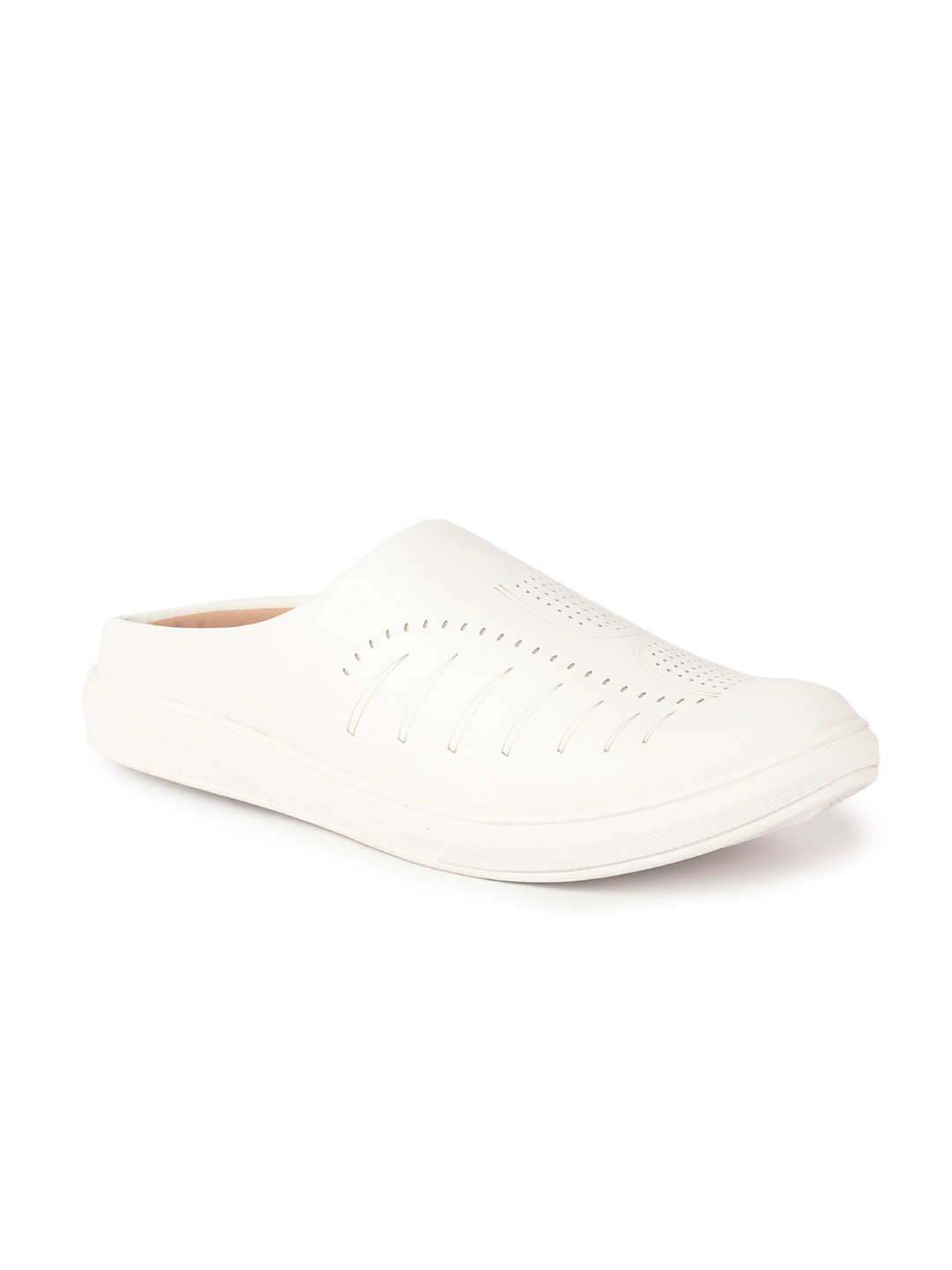 FAUSTO Men White Textured PU Mules