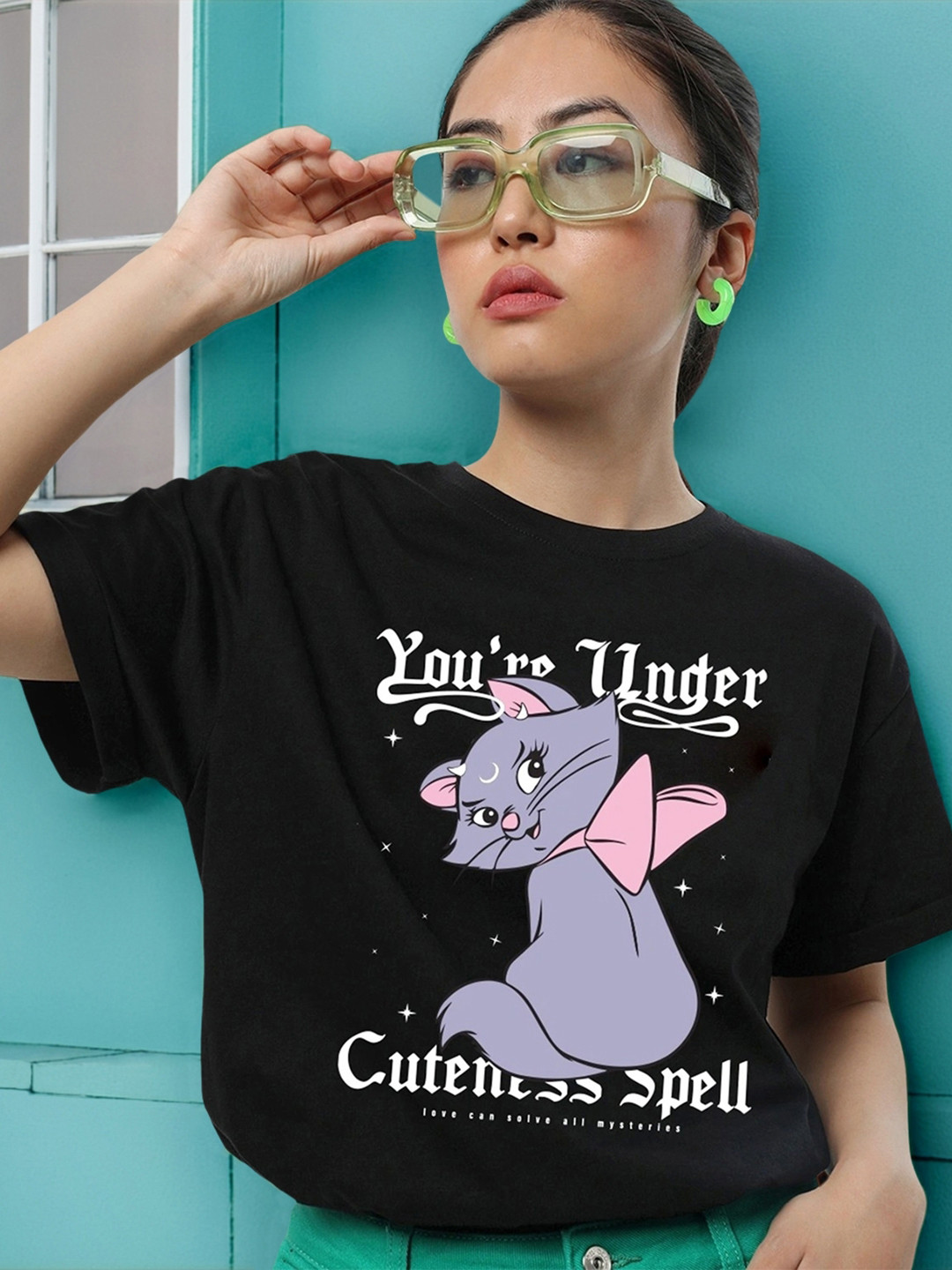 Bewakoof Women Cuteness Spell Graphic Printed Oversized T-shirt