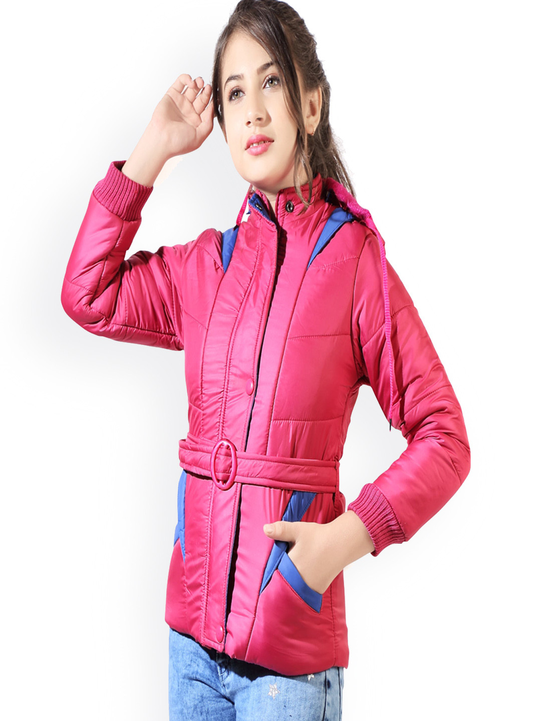 AD & AV Girls Pink Water Resistant Hooded Sporty Jacket