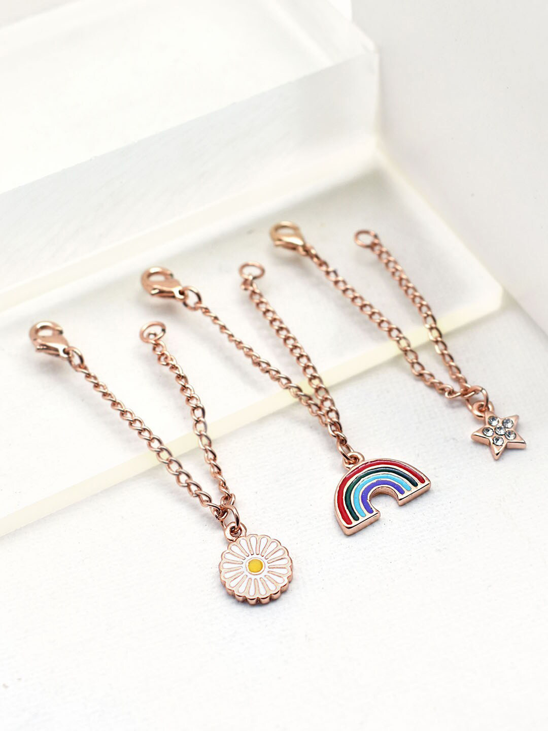 JOKER & WITCH Women Rose-Gold & White Pack of 3 Stone-Studded Watch Charms