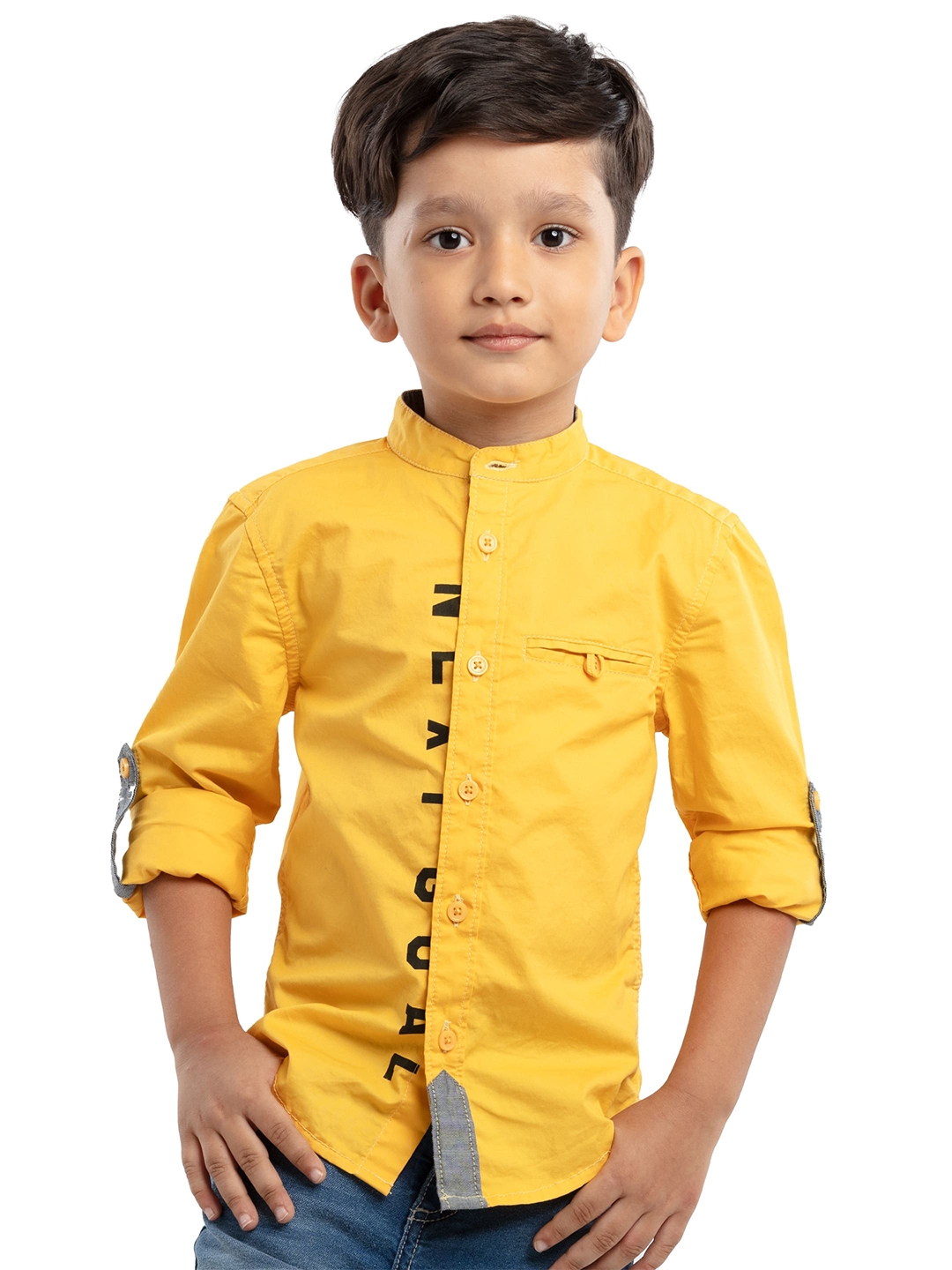 Buy UNDER FOURTEEN ONLY Boys Yellow Casual Mandarin collar Shirt Shirts for Boys 19342620 Myntra