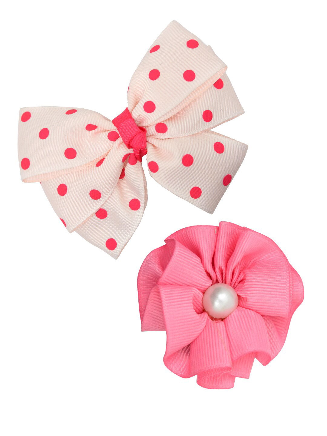 FUNKRAFTS Girls Set of 2  White & Pink Hair Clips