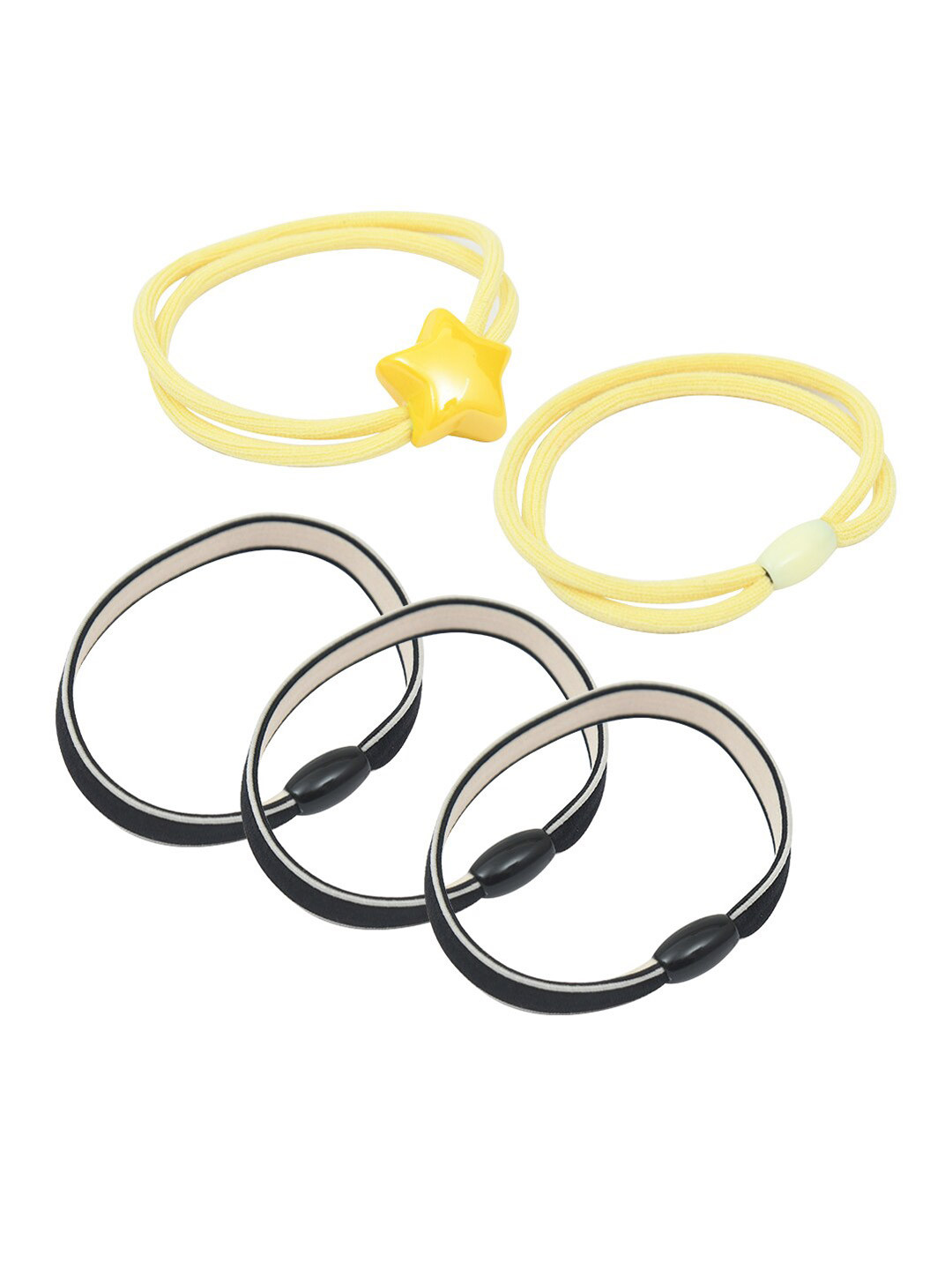 FUNKRAFTS Girls Black & Yellow Set of 2 Ponytail Holders