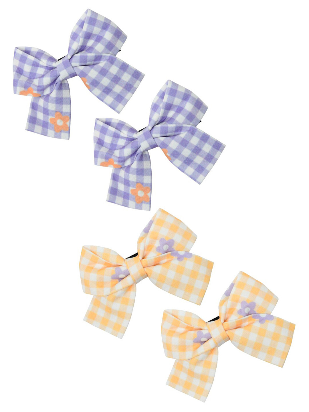 FUNKRAFTS Girls Purple & Yellow Set of 4 Alligator Hair Clips