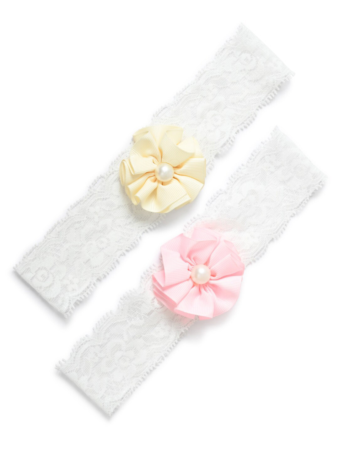 FUNKRAFTS Girls Set of 2 Cream-Coloured & Pink Hairband