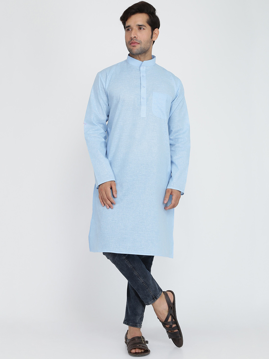 ROYAL KURTA Men Blue Chikankari Summer Sheers Kurta
