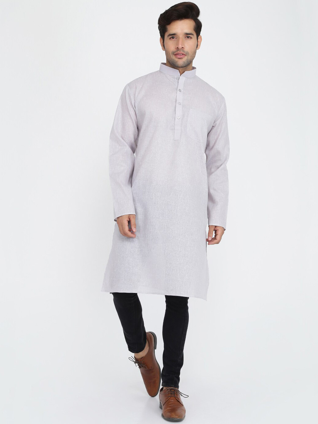 ROYAL KURTA Men Grey Summer Sheers Kurta