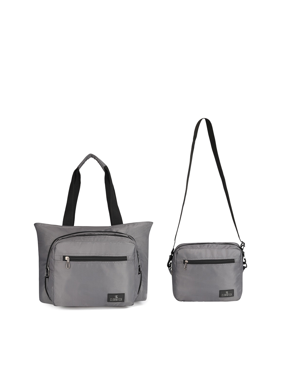 THE CLOWNFISH Sarin Grey Oversized Shopper Handheld Bag with Cut Work