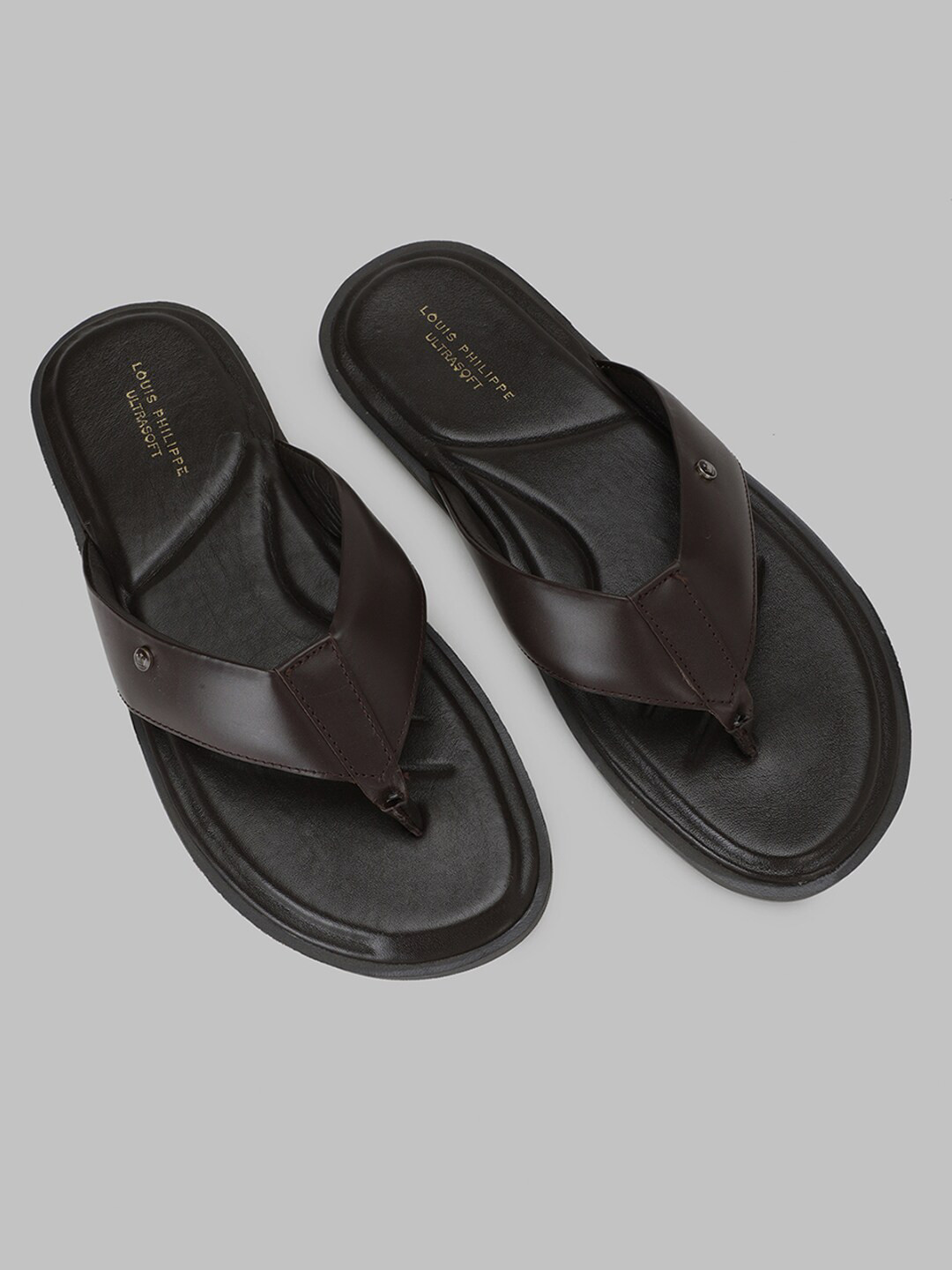 Louis Philippe Men Black & Brown Thong Flip-Flops