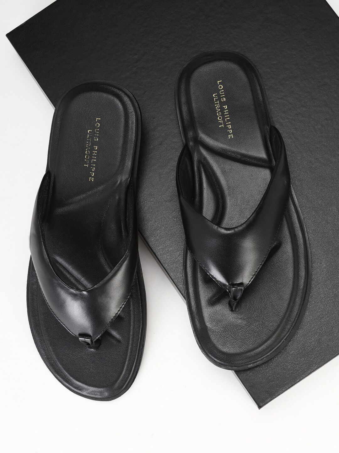 Louis Philippe Men Black Thong Flip-Flops