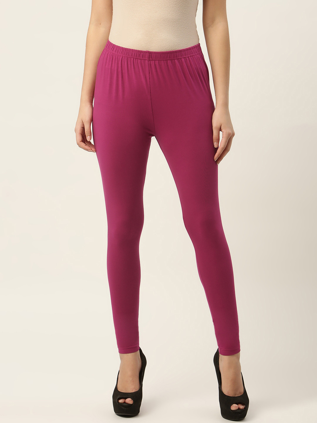 Ms.Lingies Women Magenta Solid Ankle-Length Leggings