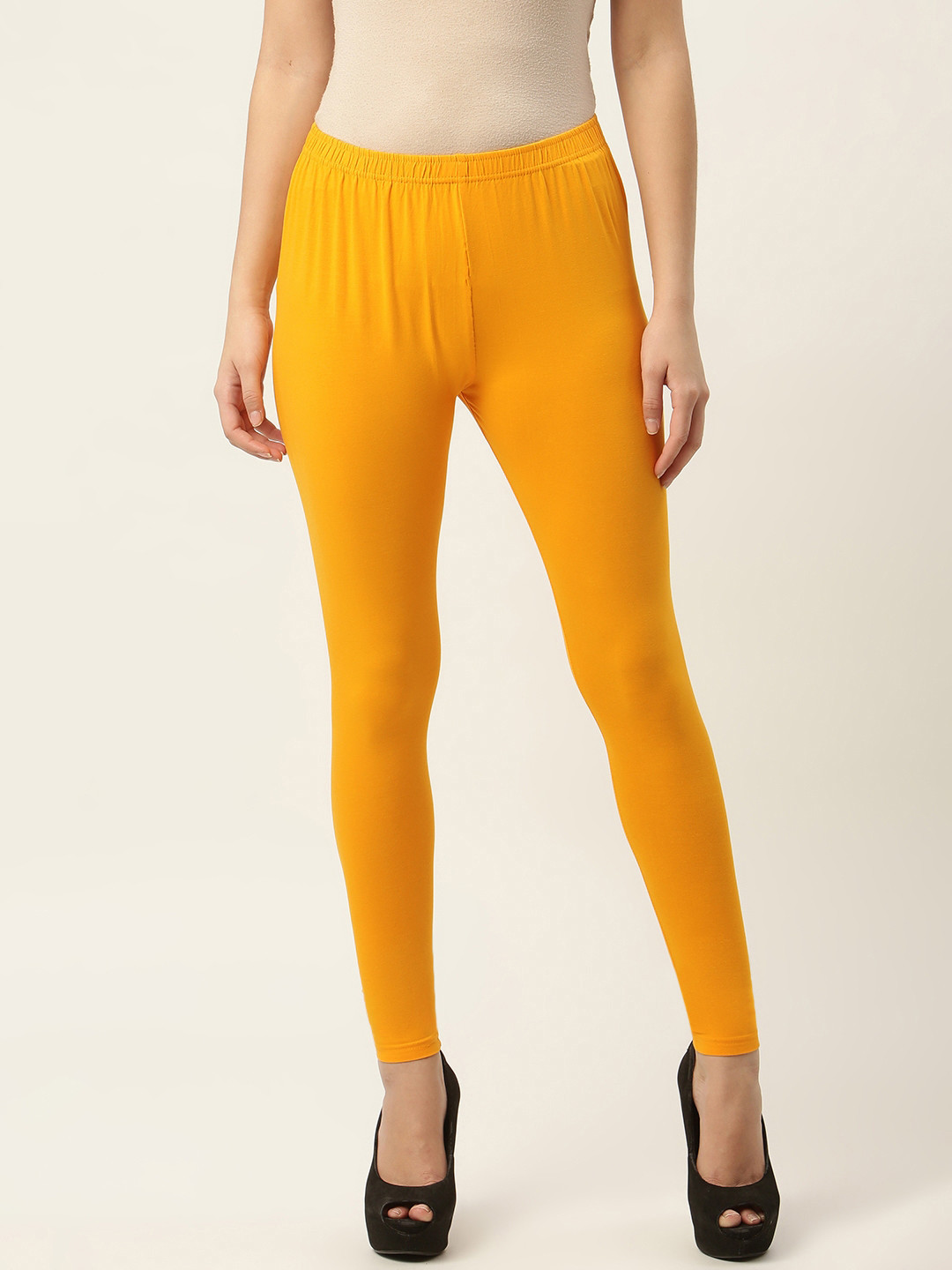 Ms.Lingies Women Yellow Solid Ankle-Length Leggings