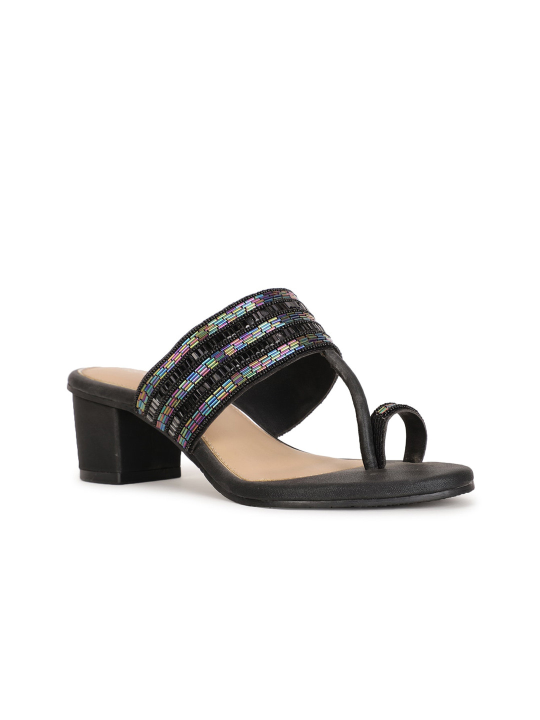 Marie Claire Black Block Heel Sandals