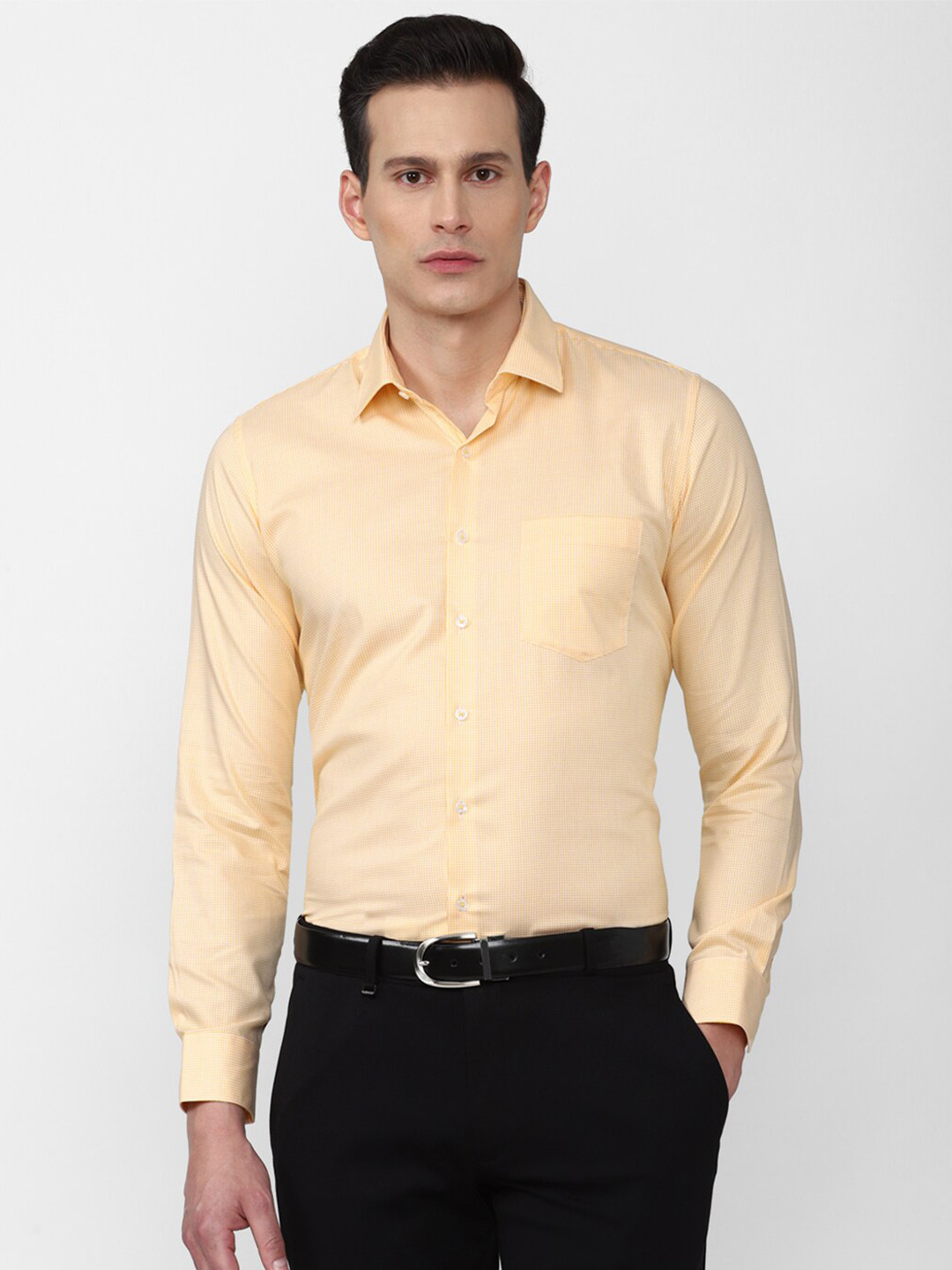 Van Heusen Men Orange Solid Slim Fit Formal Shirt