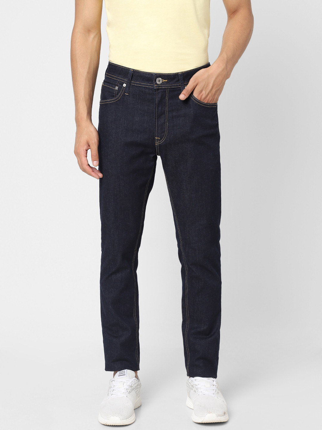 Jack & Jones Men Navy Blue Ben Skinny Fit Low-Rise Stretchable Jeans