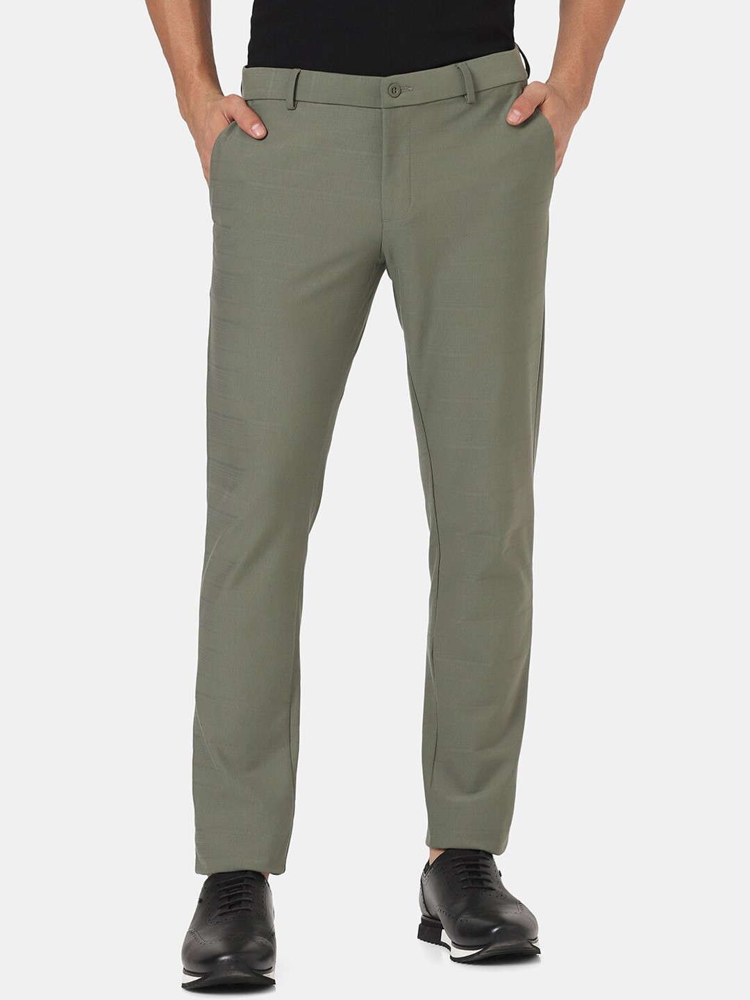 Blackberrys TechPro Collection Men Green Skinny Fit Low-Rise Regular Trousers