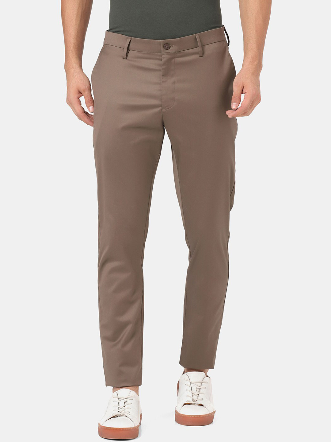 Blackberrys TechPro Collection Men Brown Slim Fit Low-Rise Trousers