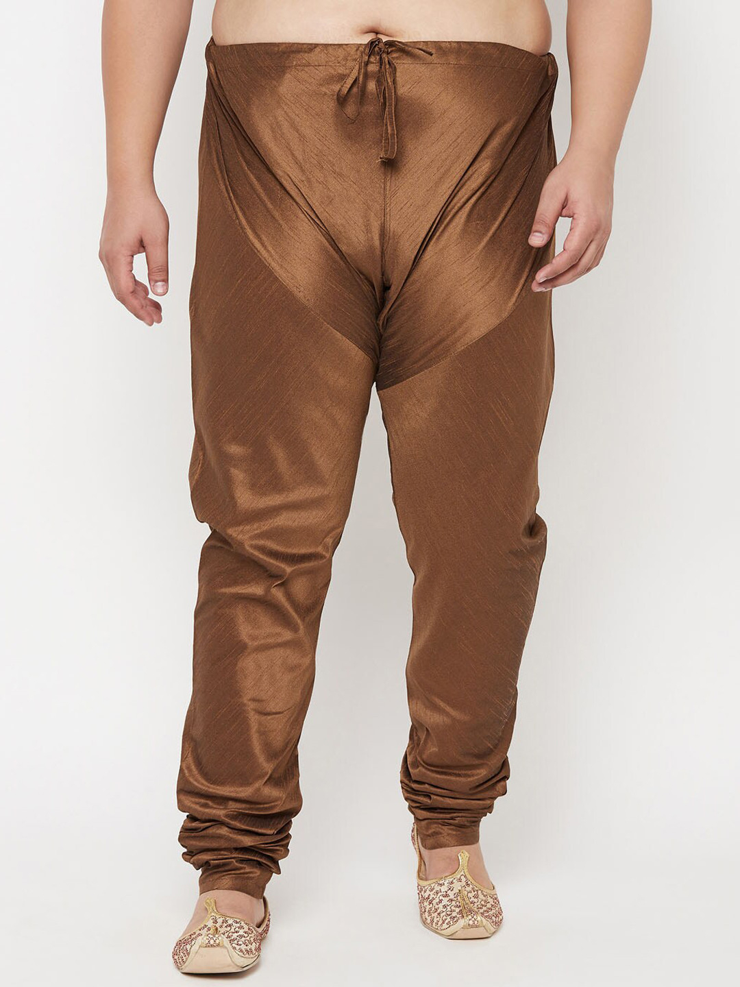 VASTRAMAY Men Plus Size Coffee Brown Solid Slim-Fit Churidar