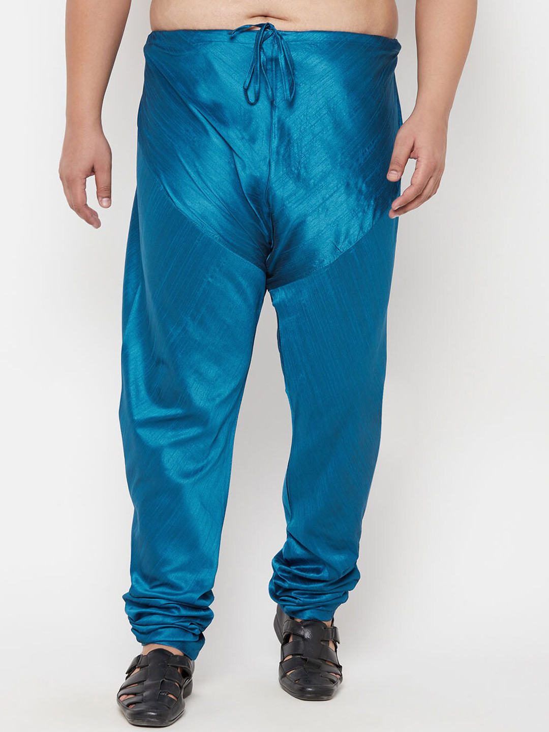 VASTRAMAY Men Plus Size Turquoise Blue Solid Slim-Fit Churidar