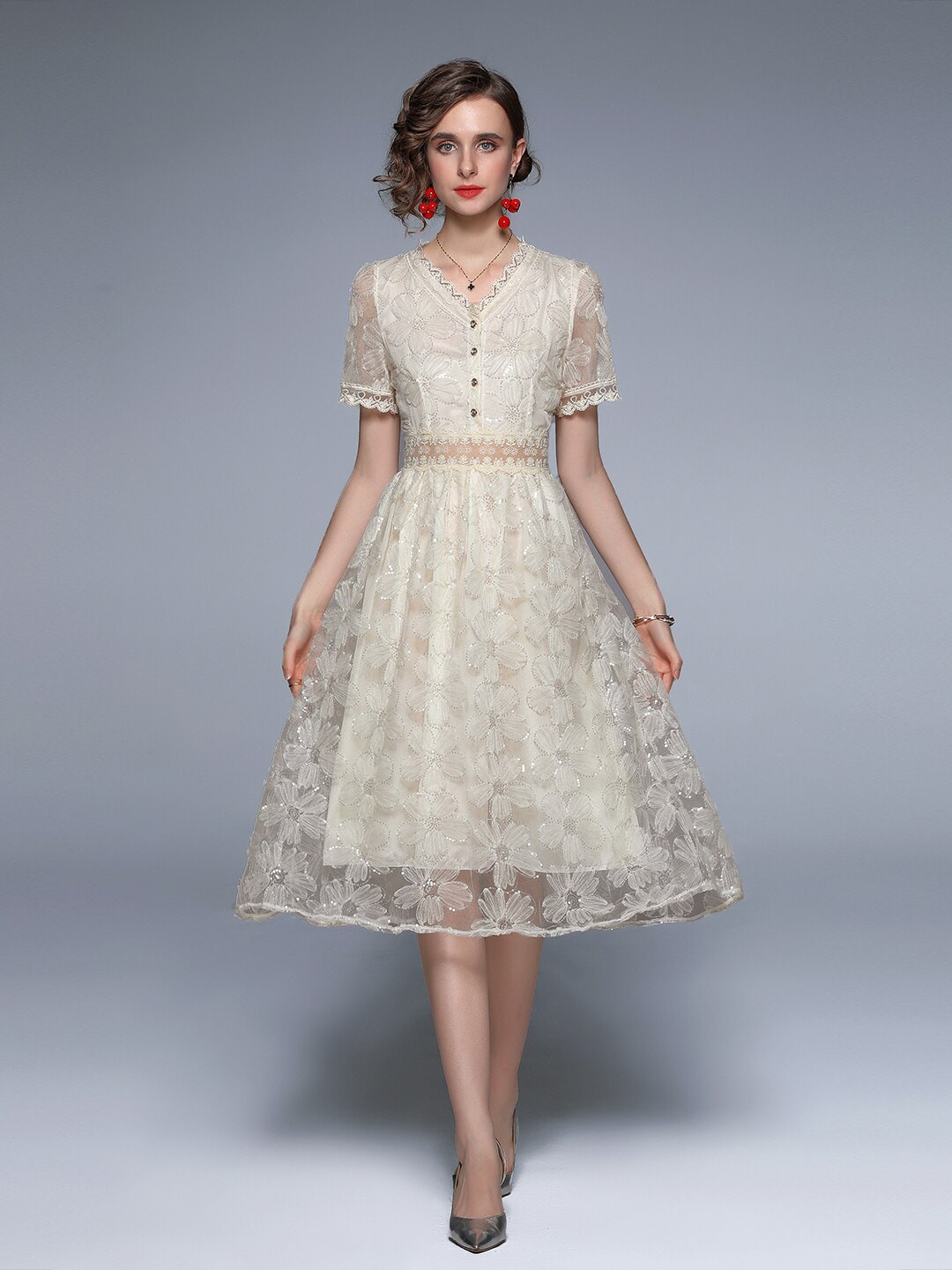 JC Collection Women White Midi Dress