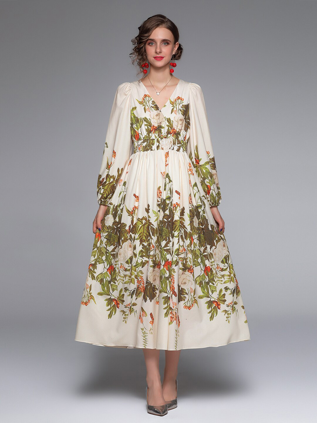 JC Collection Women Coral Floral Maxi Dress