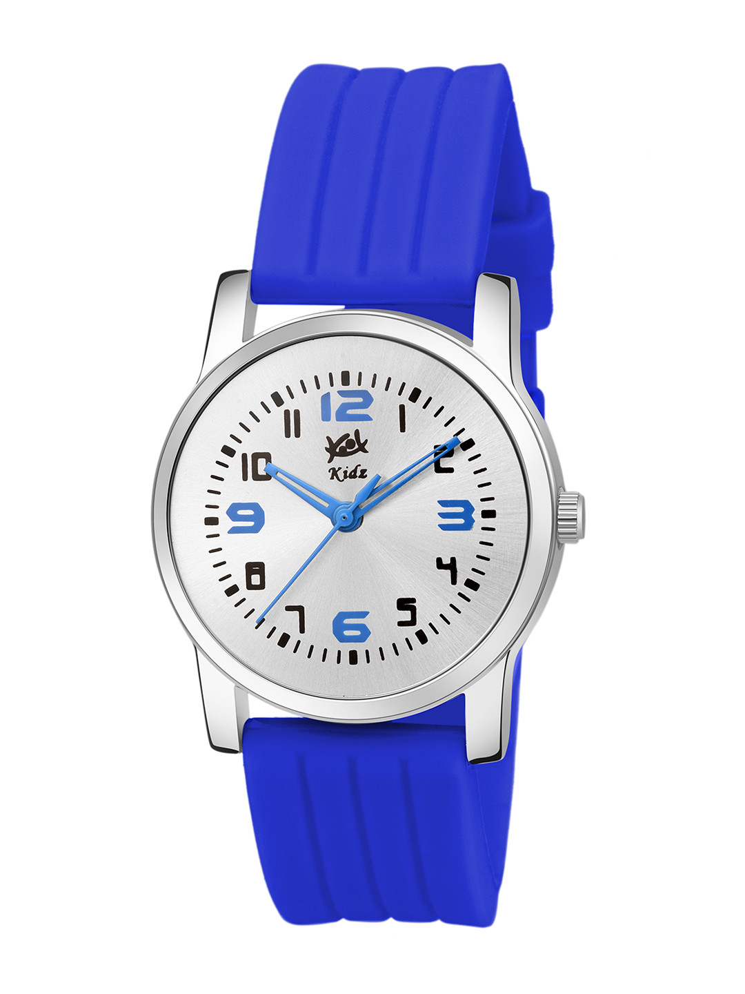 Kool Kidz Unisex Kids Silver-Toned Brass Dial & Blue Straps Analogue Watch