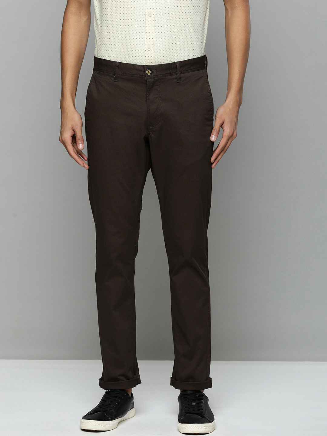 Indian Terrain Men Brown Brooklyn Slim Fit Casual Trousers