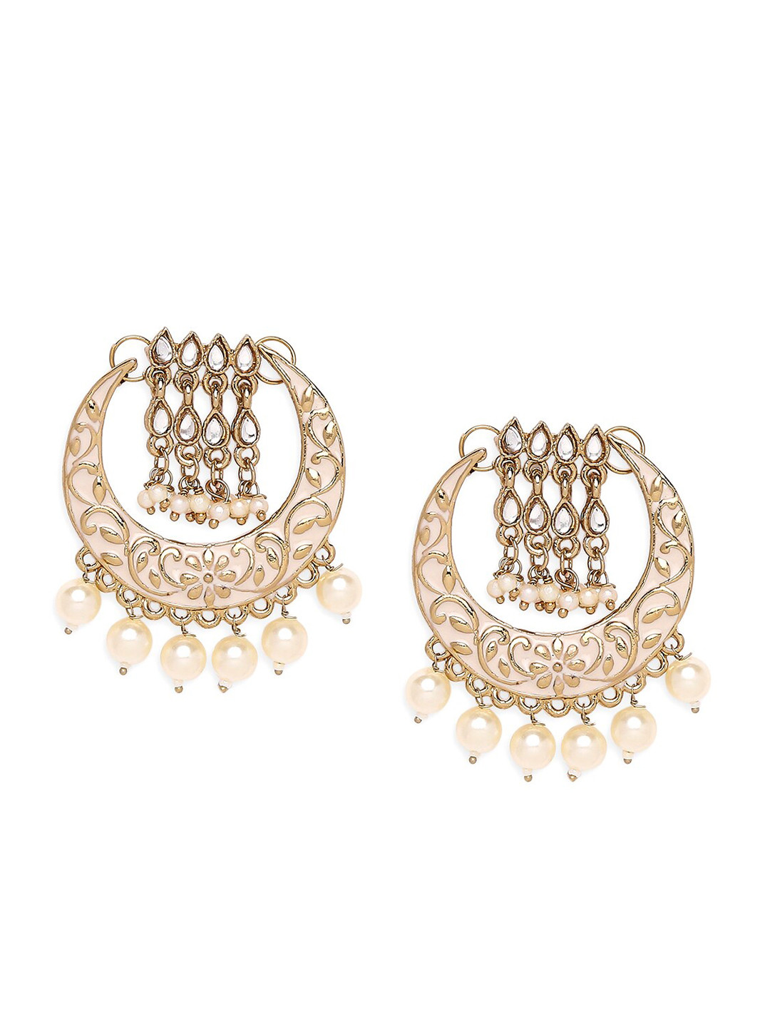 Mahi White Contemporary Dangler Earrings