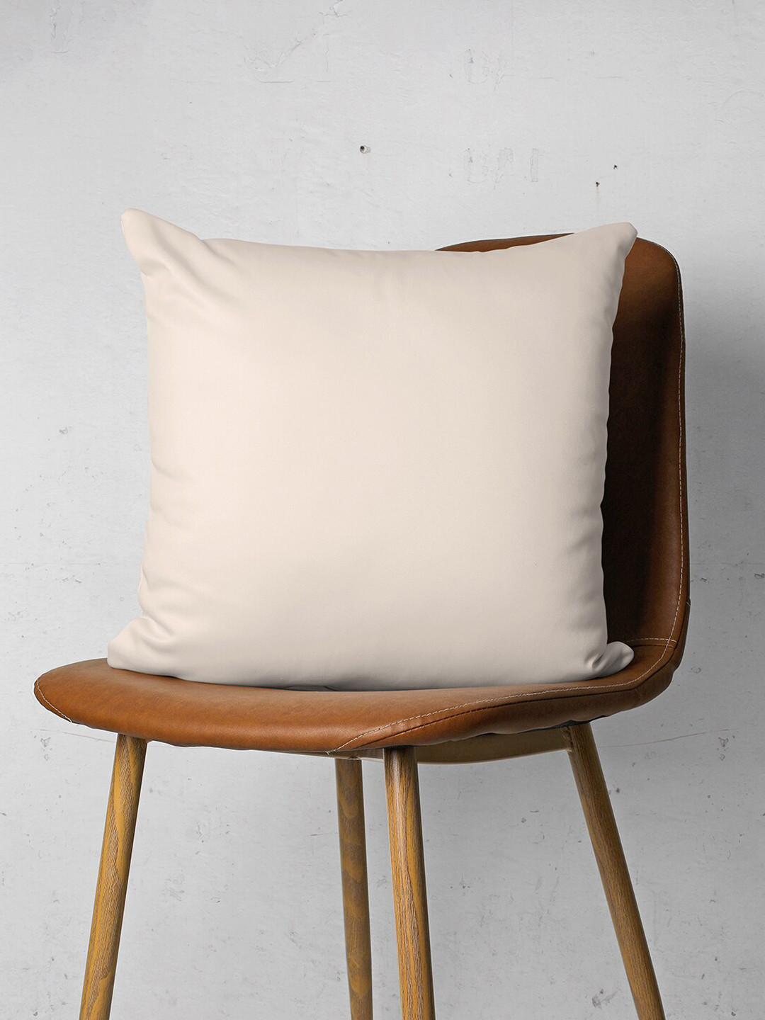 Encasa Homes Beige Cotton Lightweight 2 Piece Square Cushion Covers - 16 x 16 Inches
