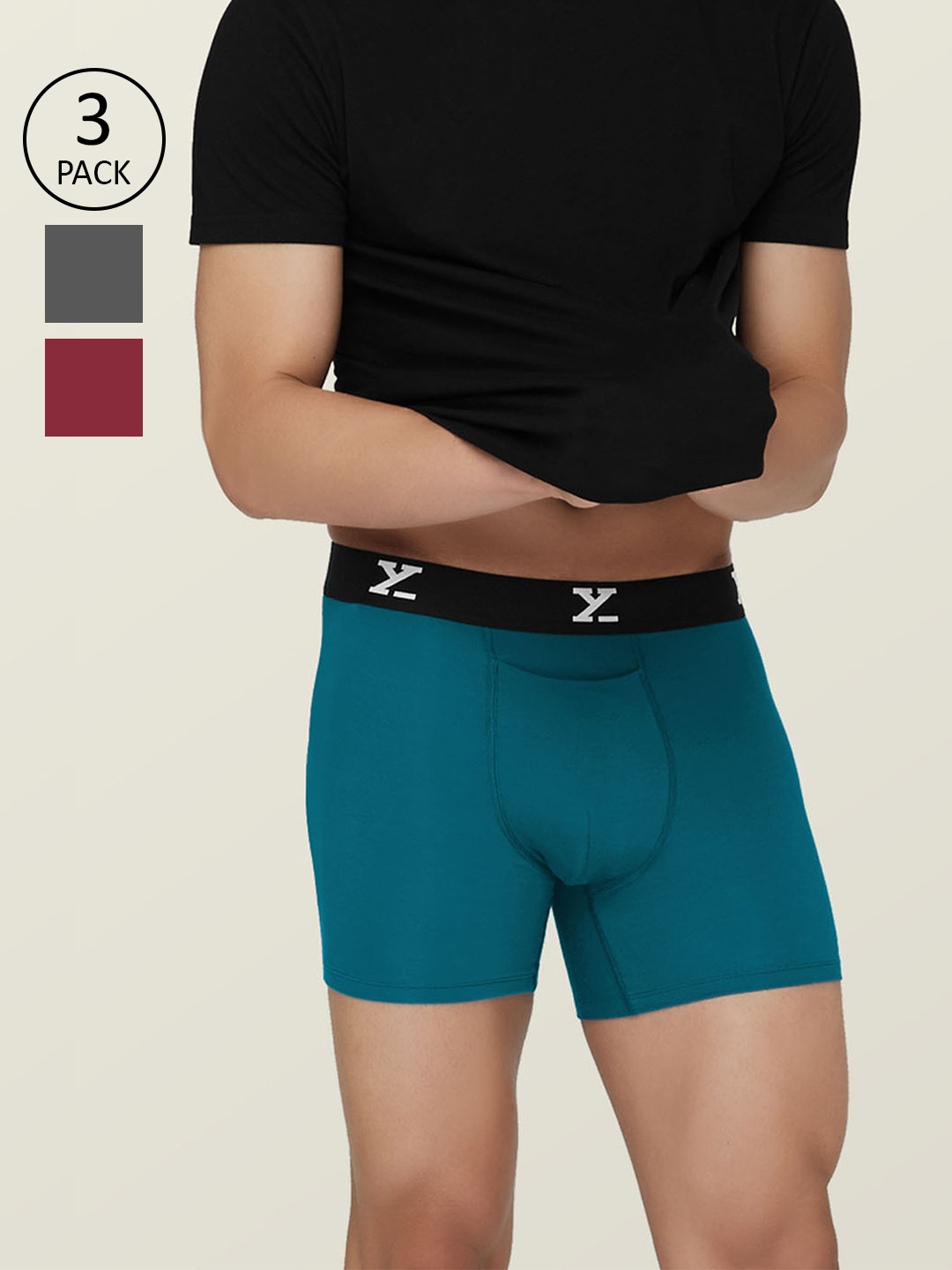 XYXX Men Pack Of 3 Snug fit Ultra-Soft Ace Modal Cotton Boxer Briefs