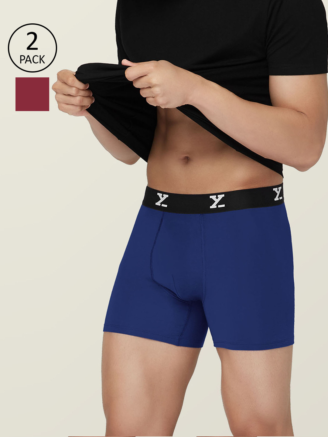XYXX Men Pack Of 2 Navy Blue Snug fit Ace Modal Cotton Boxer Briefs-XYBBRF2PCKN10