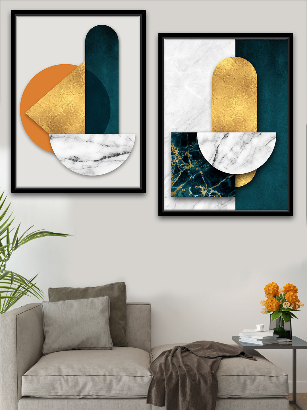 Art Street Multi Canvas 2 Pcs Wall Living Room Rectangle Paintings Wall Art -35 x 1.19In