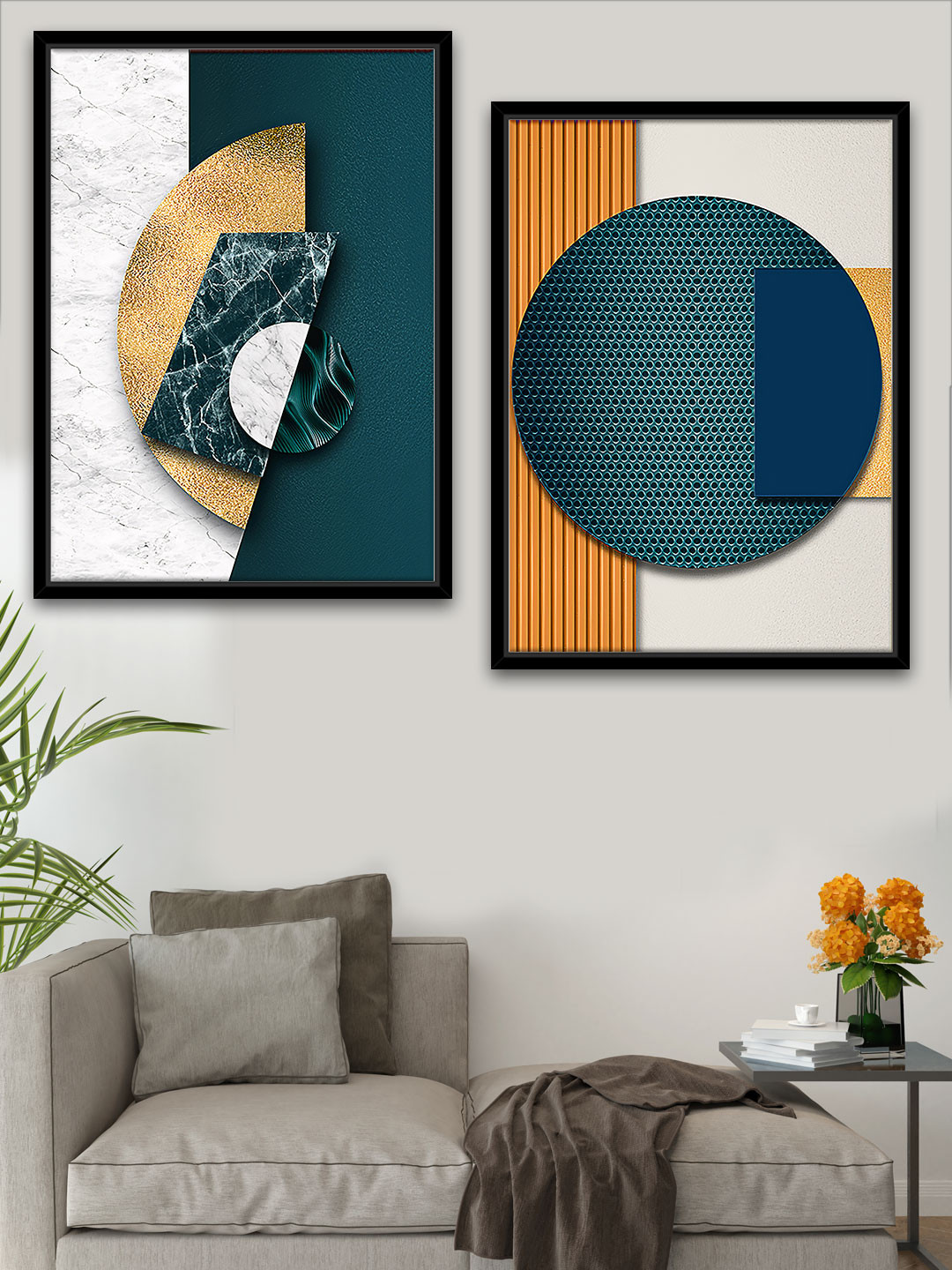Art Street Pack Of 2 Multi Coloured Printed Framed Wall Art