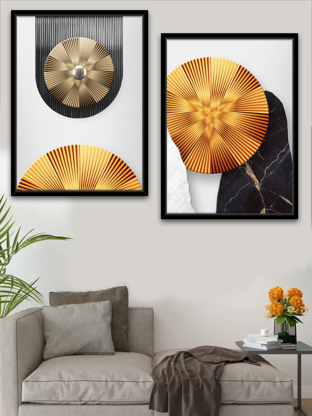 Art Street Pack Of 2 Multi Coloured Abstract Printed Framed Wall Art