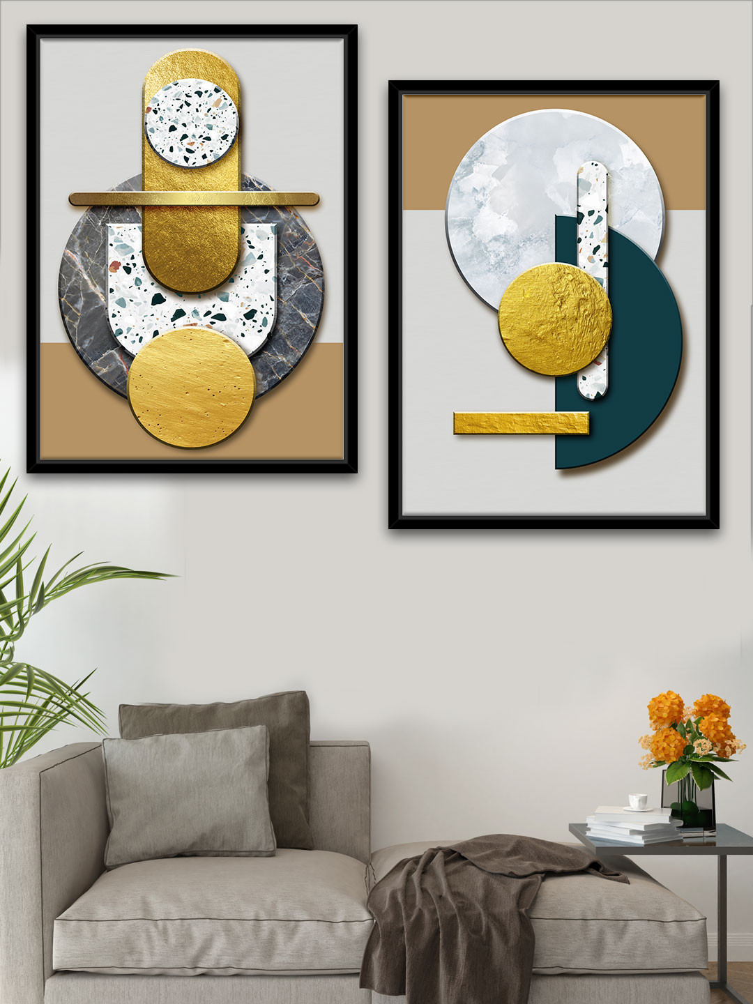 Art Street Multicoloured Set Of 2 Canvas Painting Wall Art