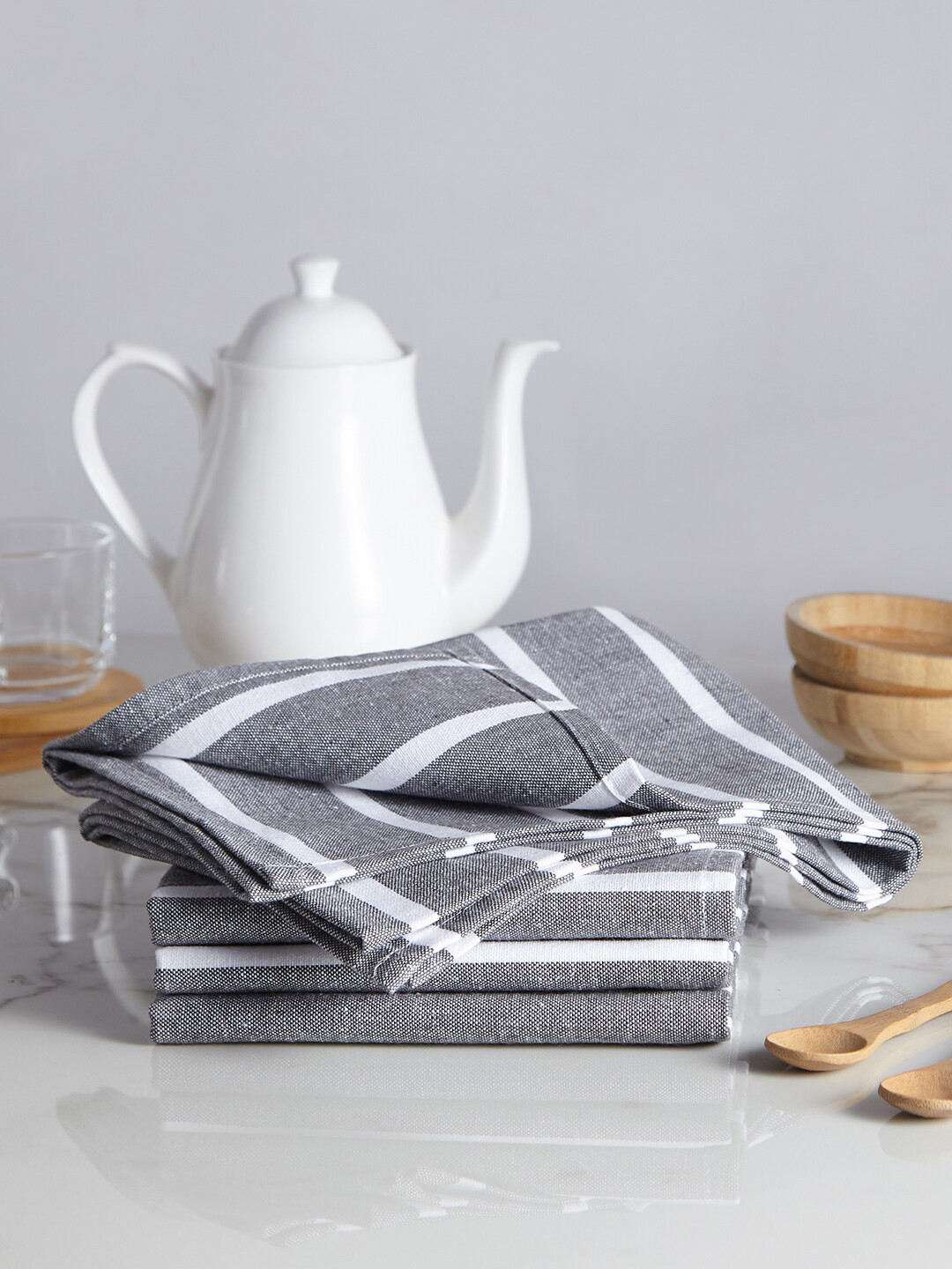 Encasa Homes Pack of 4 Grey Kitchen Towels