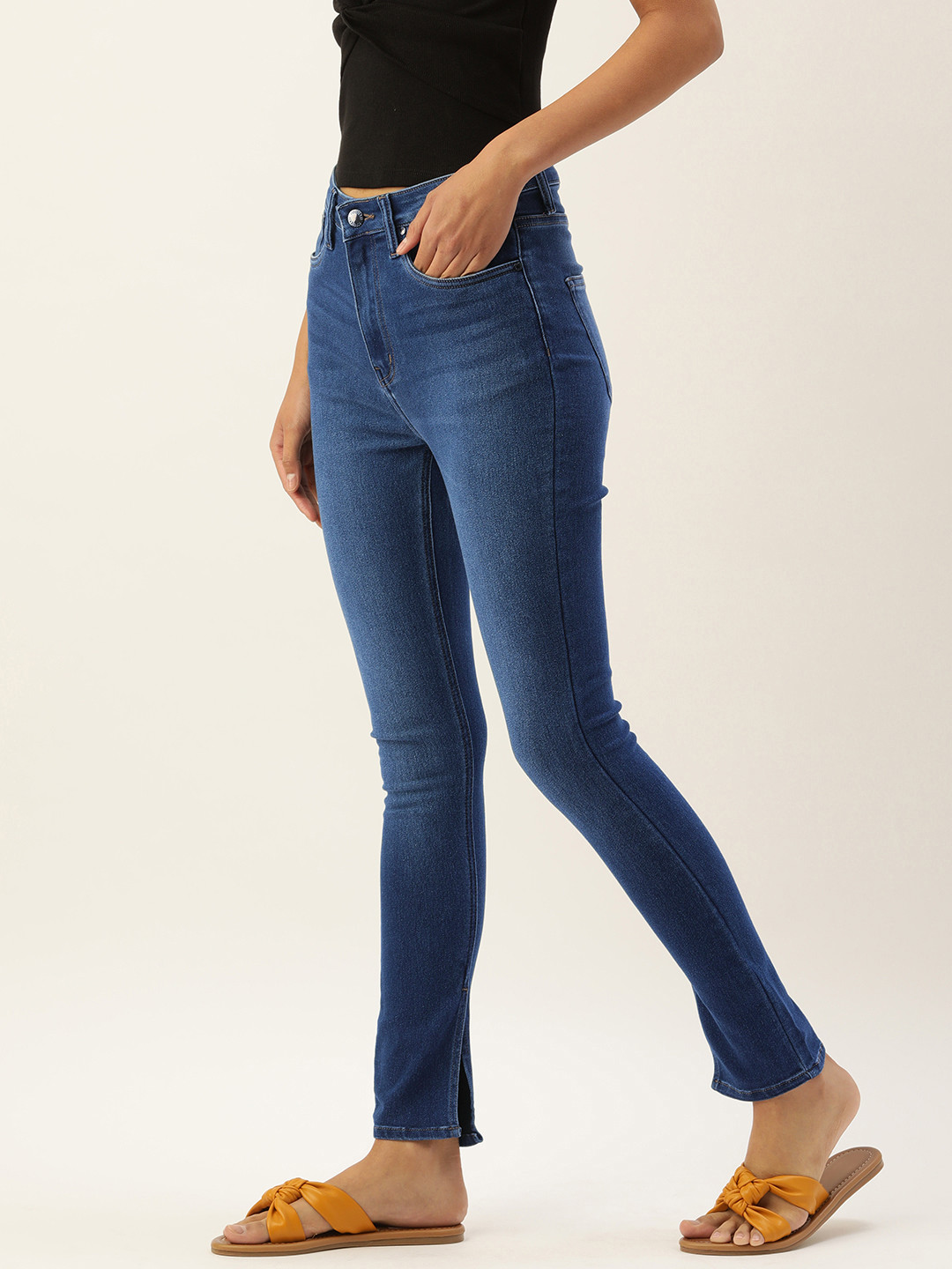 FOREVER 21 Women Mid Waist Skinny Fit Ankle Length Jeans