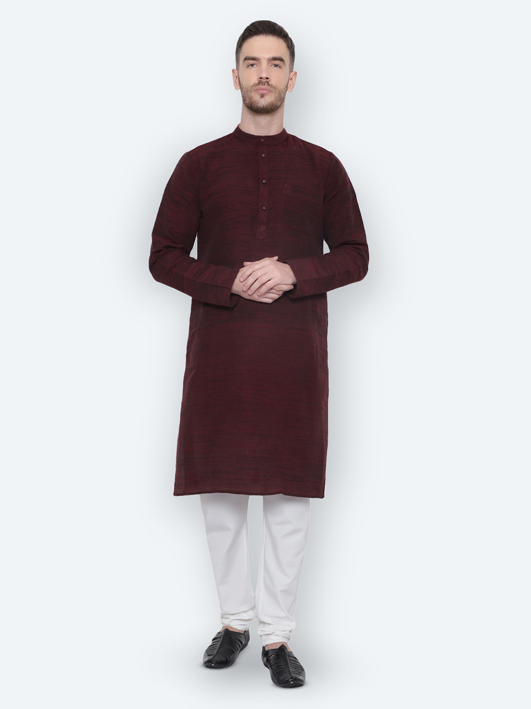 Latest Chikan Garments Men Maroon Floral Kurta