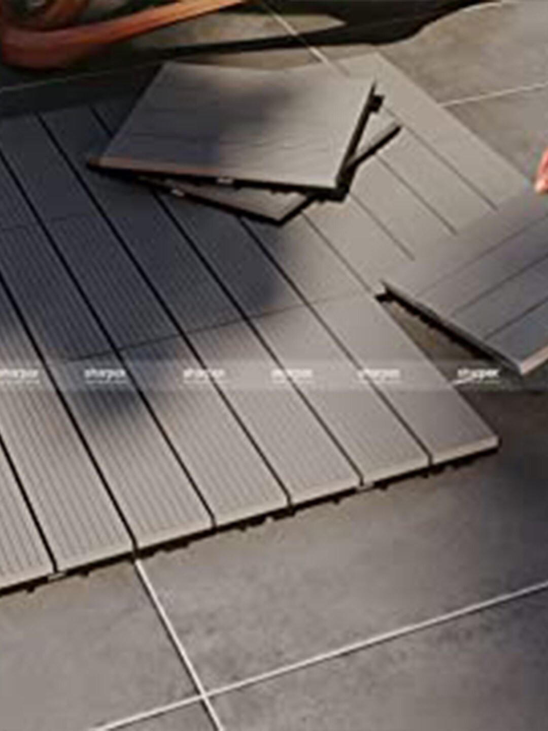 Sharpex Grey Solid Wood Deck Tiles