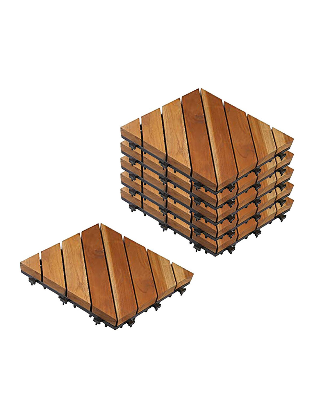 Sharpex Pack Of 6 Brown Solid Teak Wood Tiles