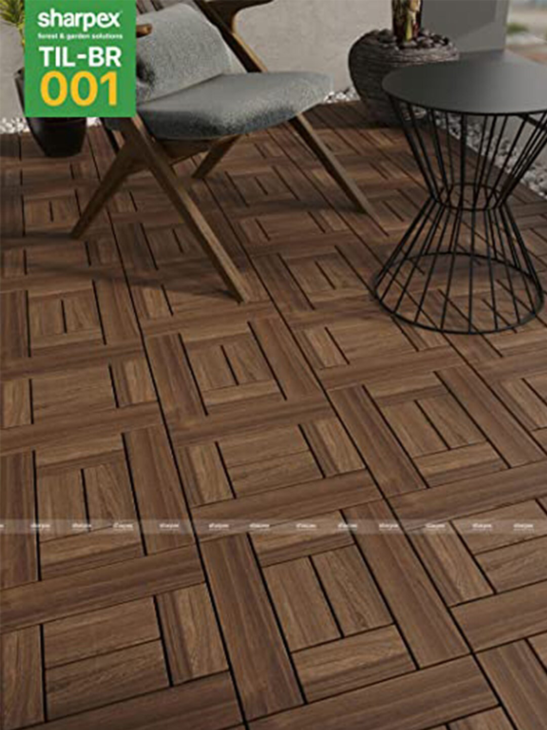 Sharpex Brown Solid Deck Wood Tiles