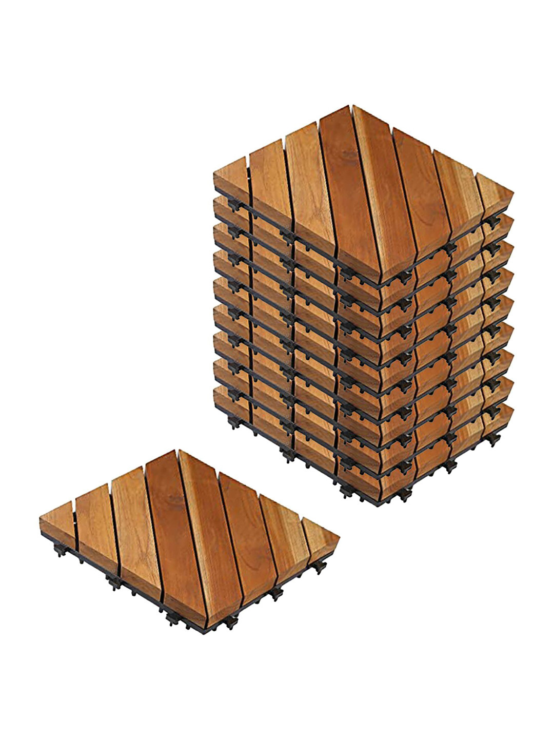 Sharpex Brown Pack Of 10 Wooden Deck Tiles