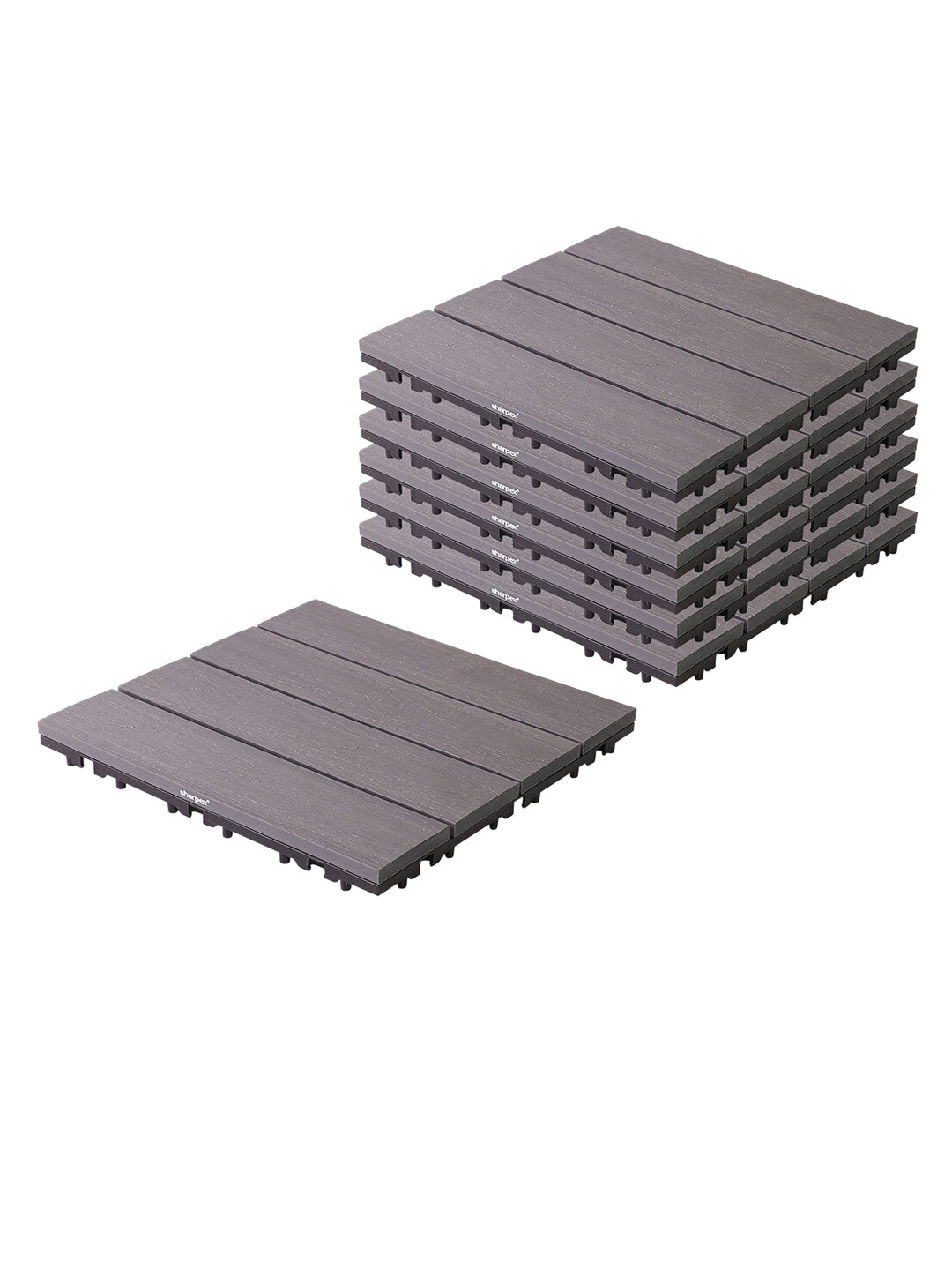 Sharpex Grey Pack Of 6  Wooden WPC Garden Deck Tiles